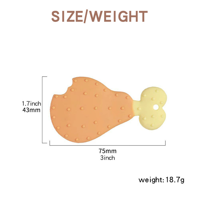 XFM Natural Silicone Non Drop with Handle Drumsticks Teether Baby Teething Play Toy Infant Teether Silicone Baby Molar